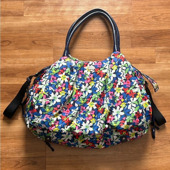 kate spade Handbags - Kate Spade New York Nylon Navy Floral Drawstring Tote Shoulder Diaper Handbag